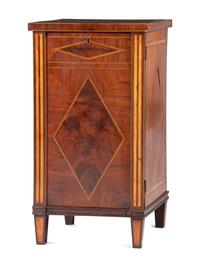 A Federal Satinwood and And Ebony Inlaid Figured Mahogany Specimen Cabinet