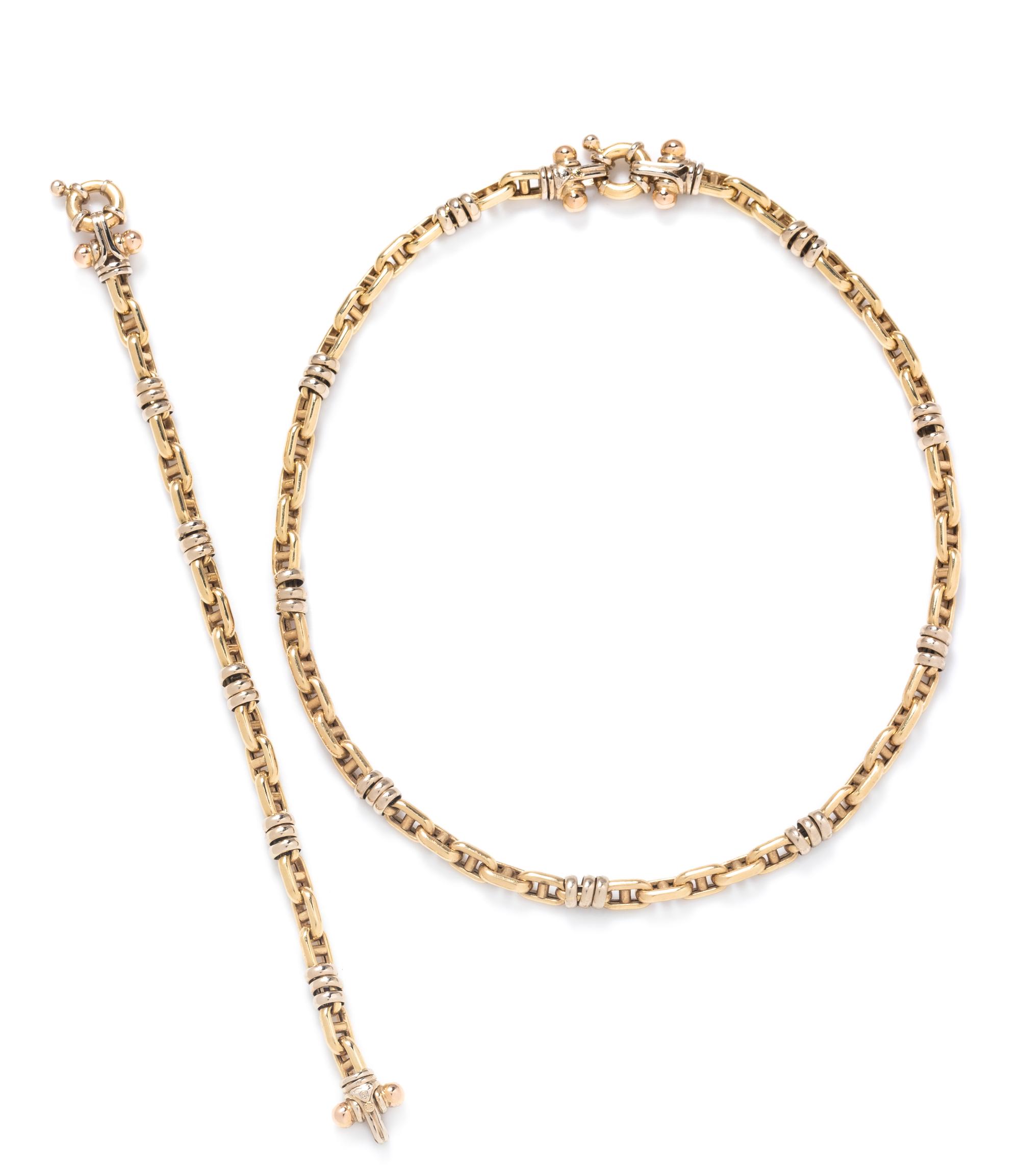 An 18 Karat Bicolor Gold Convertible Bracelet/Necklace, Gentoundia, Italian,