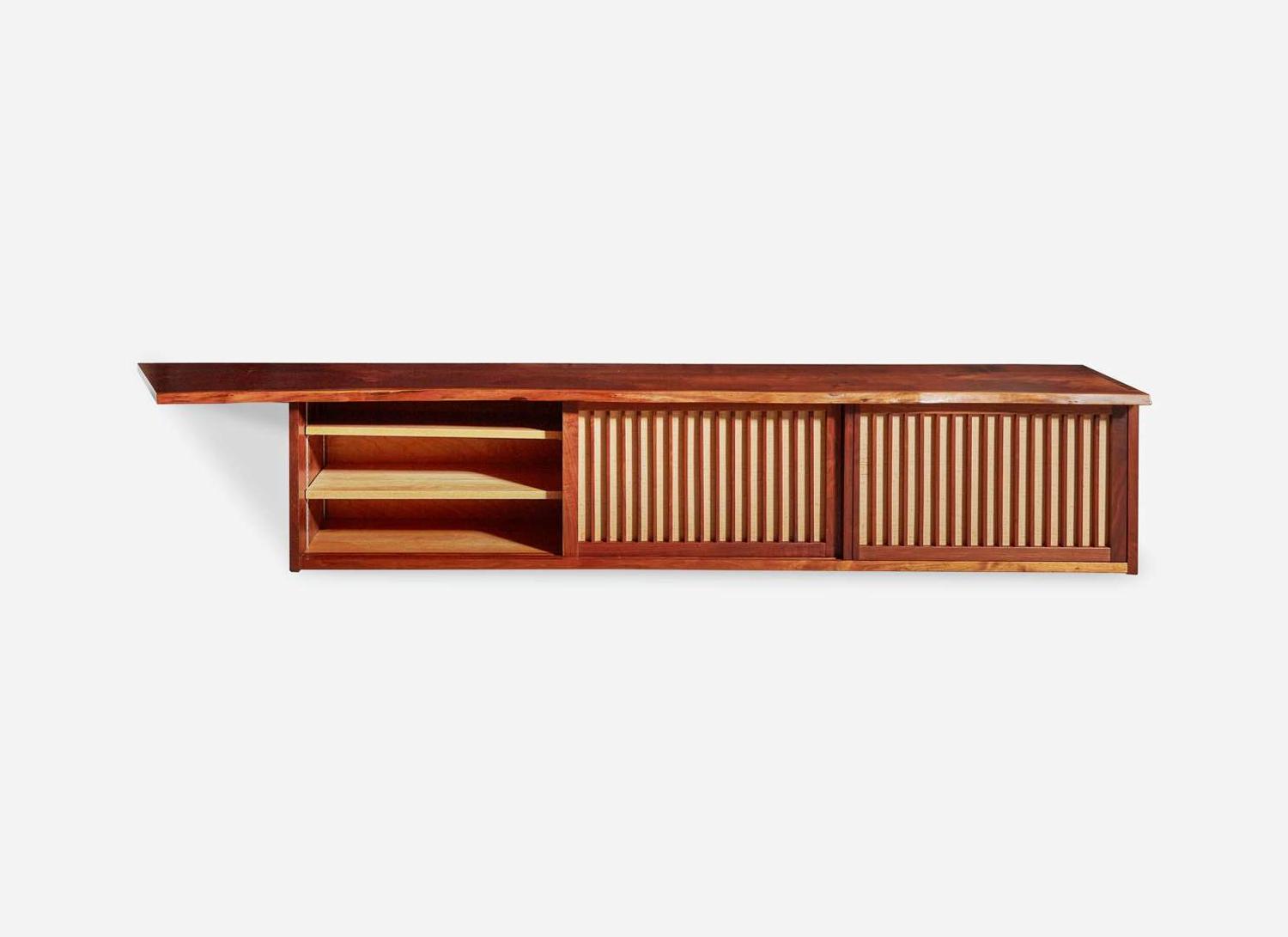 George Nakashima, Triple Sliding-Door Hanging Wall Case