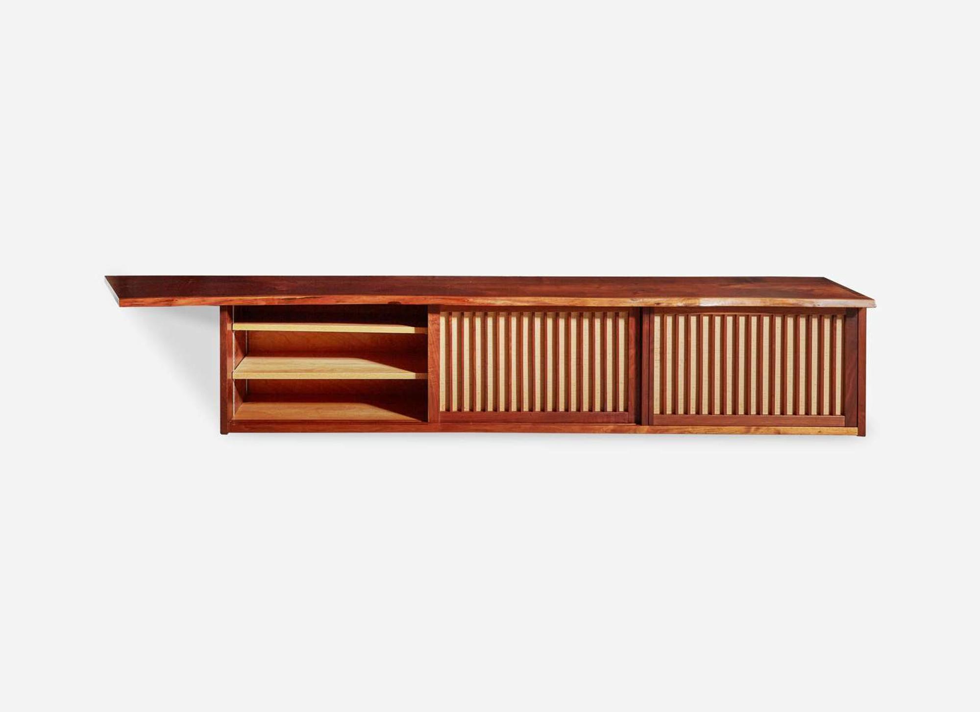 George Nakashima, Triple Sliding-Door Hanging Wall Case