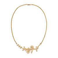 Art Nouveau, Seed Pearl and Yellow Gold Flower Necklace