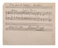 DVORAK, Antonin (1841-1904). Autograph musical quotation signed ("Antonin Dvorak"). 18 March 1892.