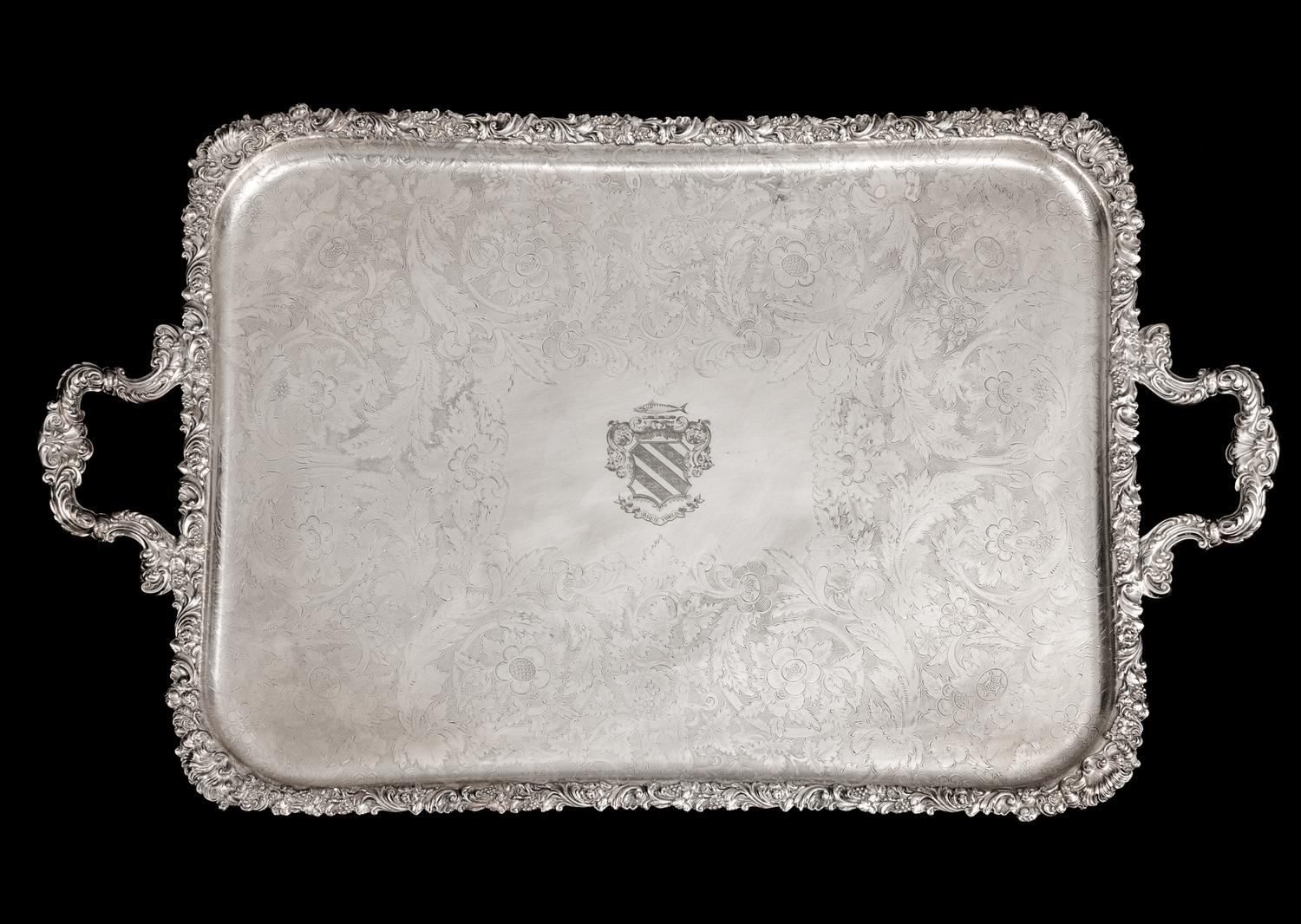 A Large English Silverplate Two-Handled Tray — Barker Ellis, Early 20th Century