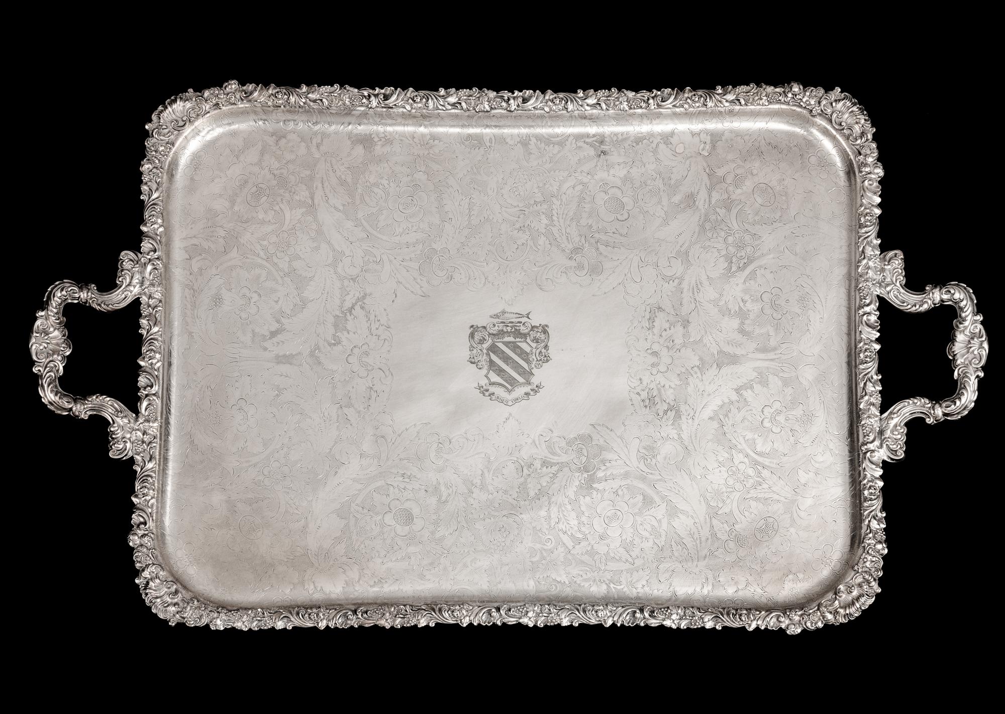A Large English Silverplate Two-Handled Tray — Barker Ellis, Early 20th Century