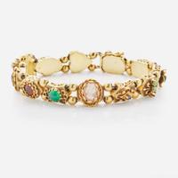 A 14K Yellow Gold Vintage Slide Charm Bracelet