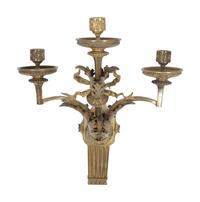 A Pair of Empire Style Gilt Bronze Three-Light Sconces