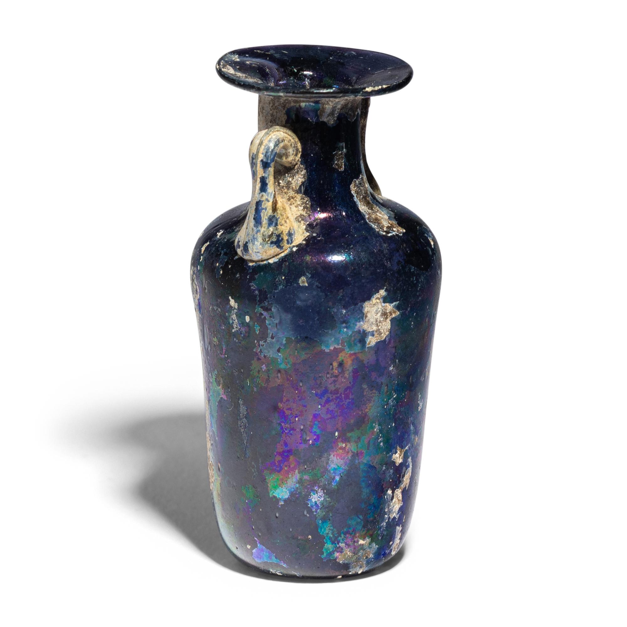 A Late Roman Blue Glass Flask