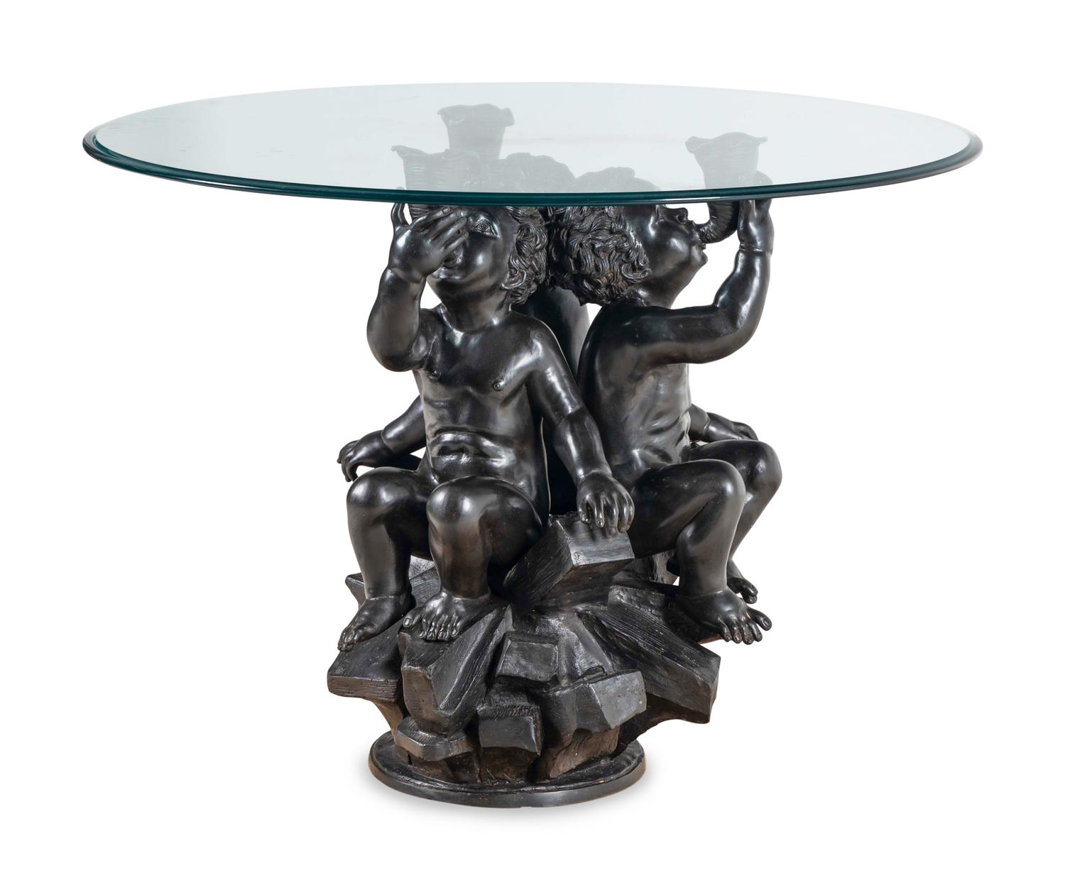 A Continental Patinated Cast Metal Center Table