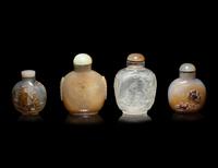 Four Chinese Hardstone Snuff Bottles