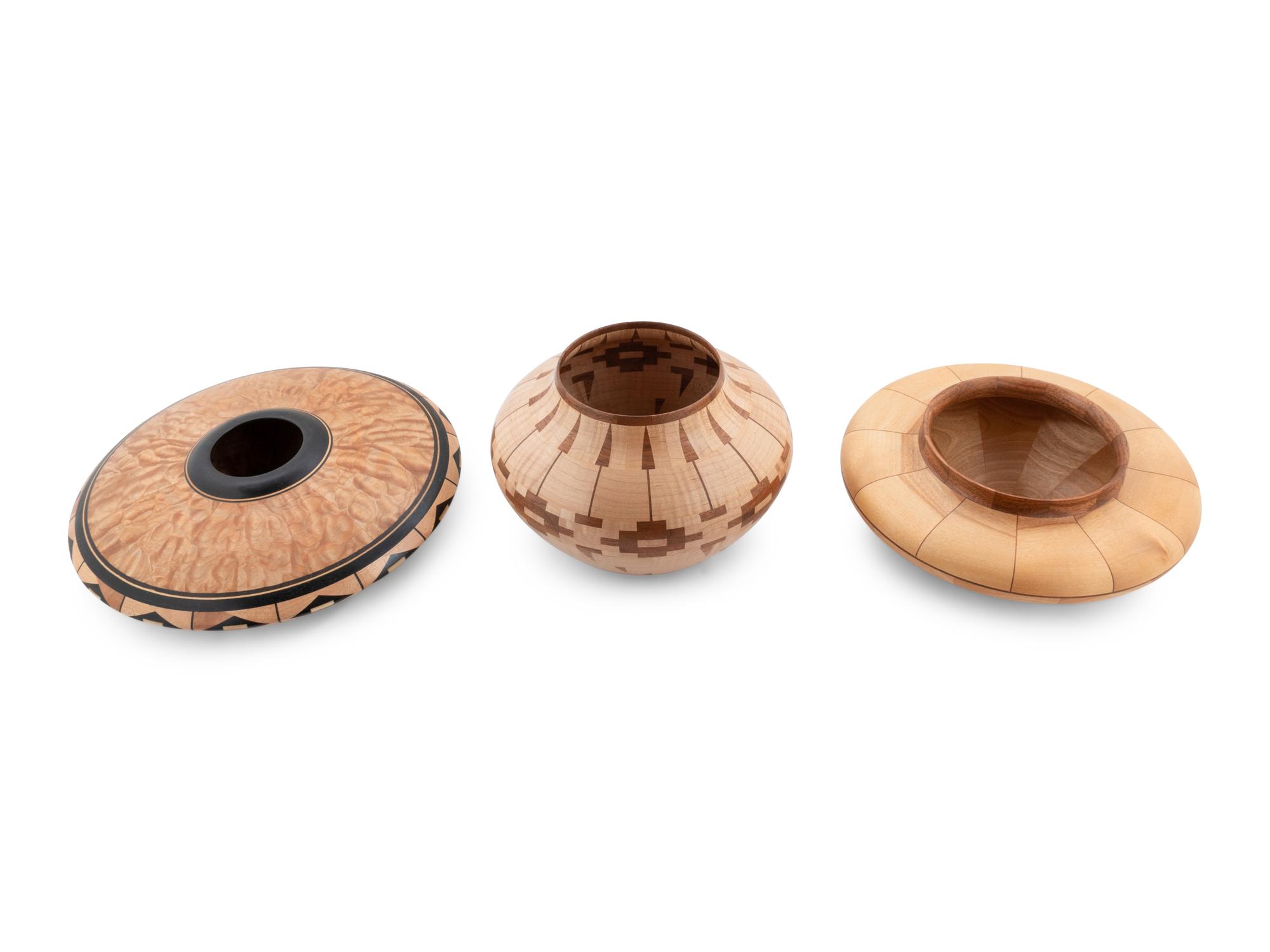 Three Turned Wood Vases by Ray Allen