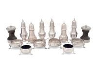 A Collection of Silver Casters and Salt Cellars