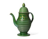 A Staffordshire Green and Parcel-Gilt Coffee Pot
