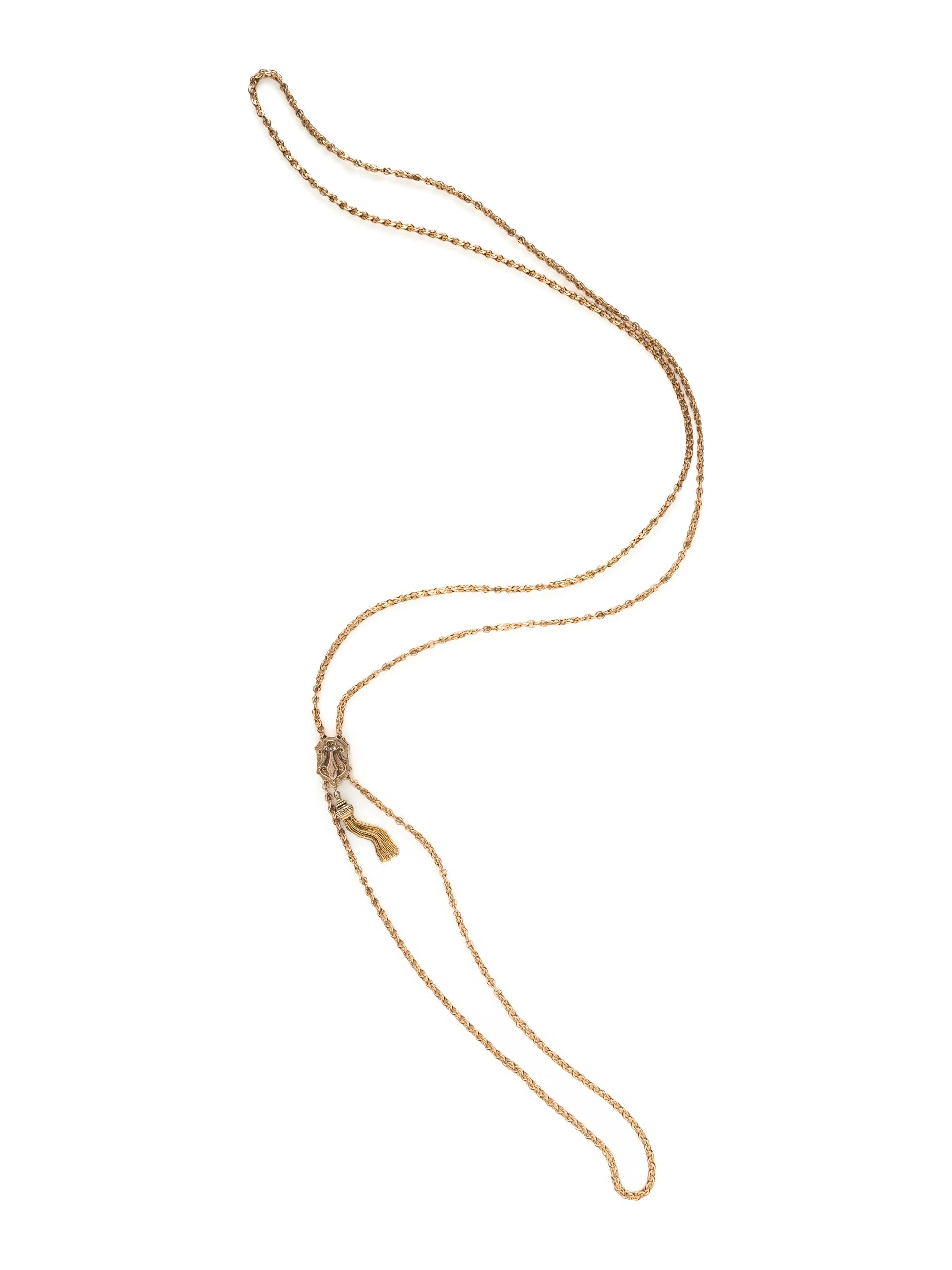 VICTORIAN, YELLOW GOLD SLIDE NECKLACE