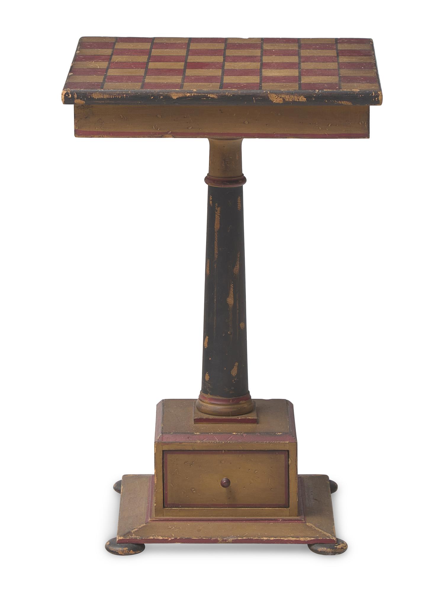 A Painted Checker-Board Top Pedestal Table