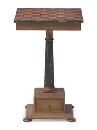 A Painted Checker-Board Top Pedestal Table