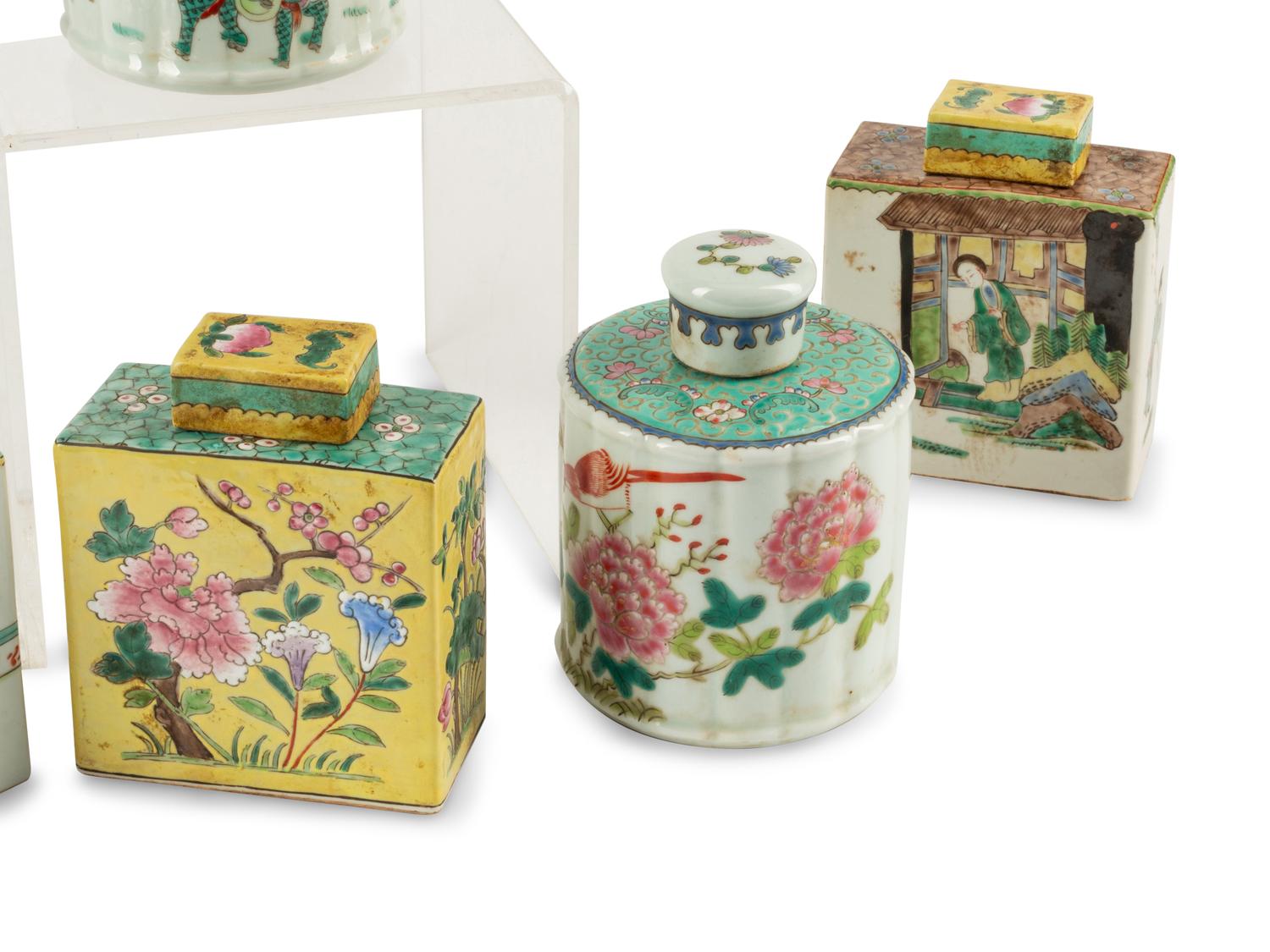 Eight Chinese Porcelain Tea Caddies