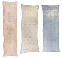 Three Egyptian Silver Decorated Assuit Scarves First mentioned 40 x 96 inches.