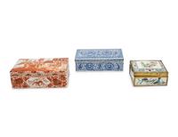 Three Chinese Porcelain Rectangular Covered Boxes