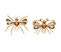 DIAMOND AND CULTURED PEARL INSECT BROOCH SET