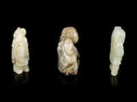 Three Chinese Celadon Jade Figural Groups