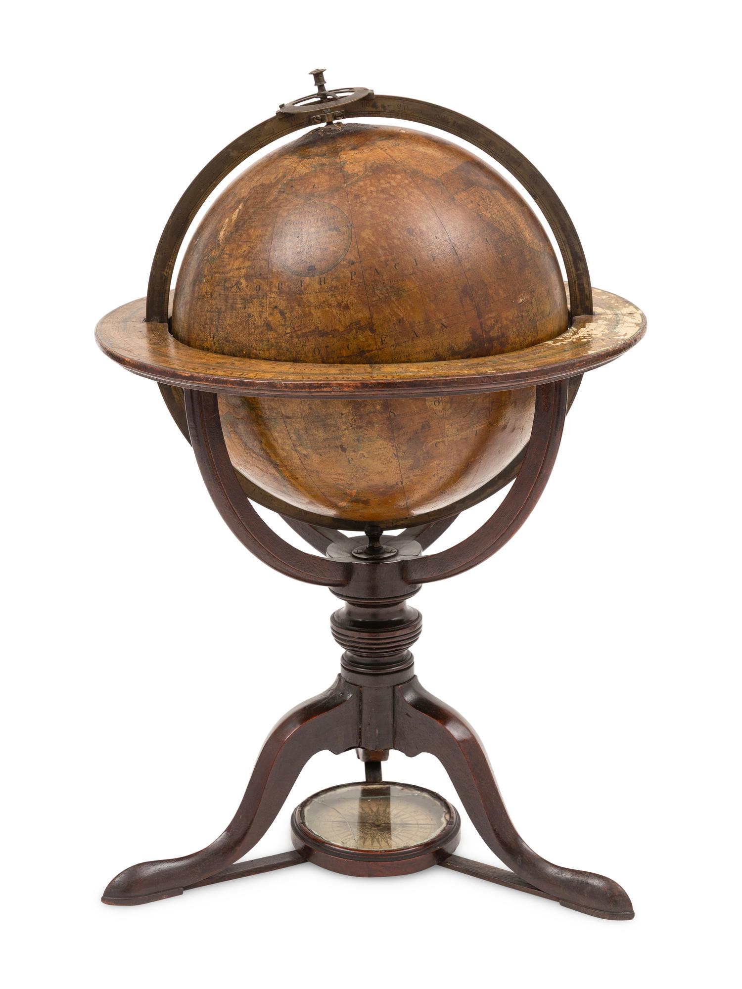 An English 12-Inch Terrestrial Table Globe with Compass