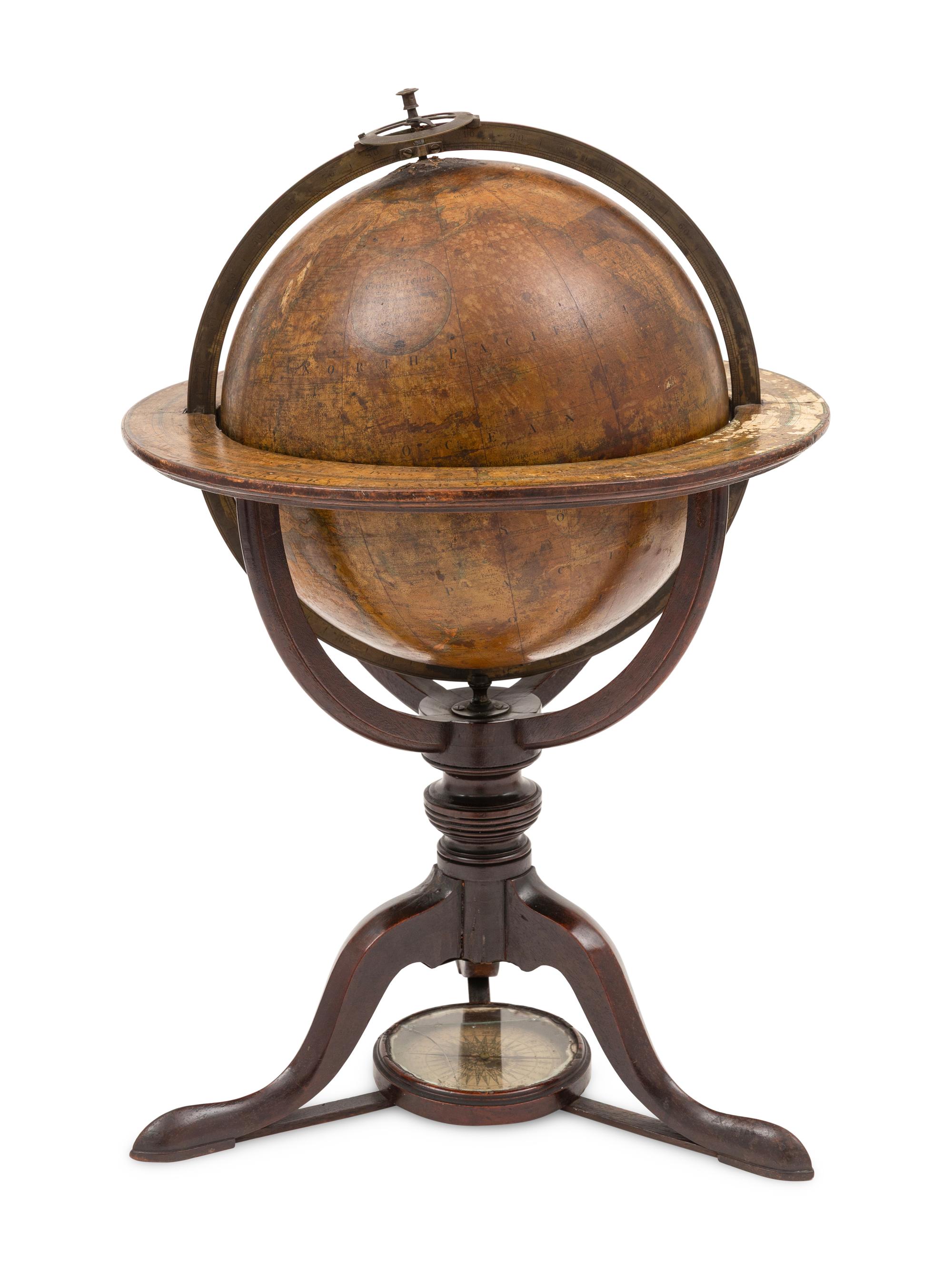 An English 12-Inch Terrestrial Table Globe with Compass