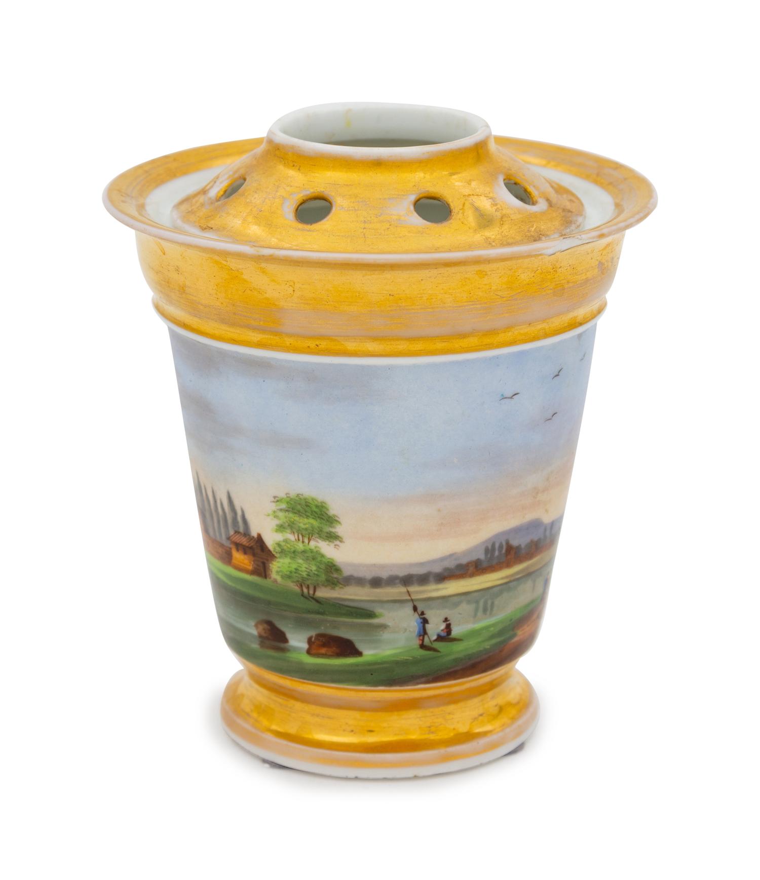 A Paris Porcelain Parcel Gilt and Painted Tulipiere