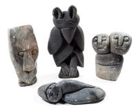 A Group of Four Carved Stone Garden Figures Height of tallest 13 inches.