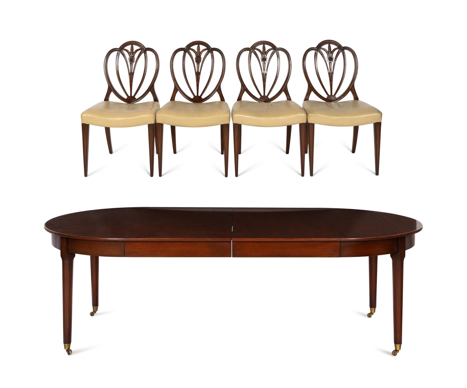 A Mahogany Dining Table and An Associated Set of Eight Mahogany Chairs
