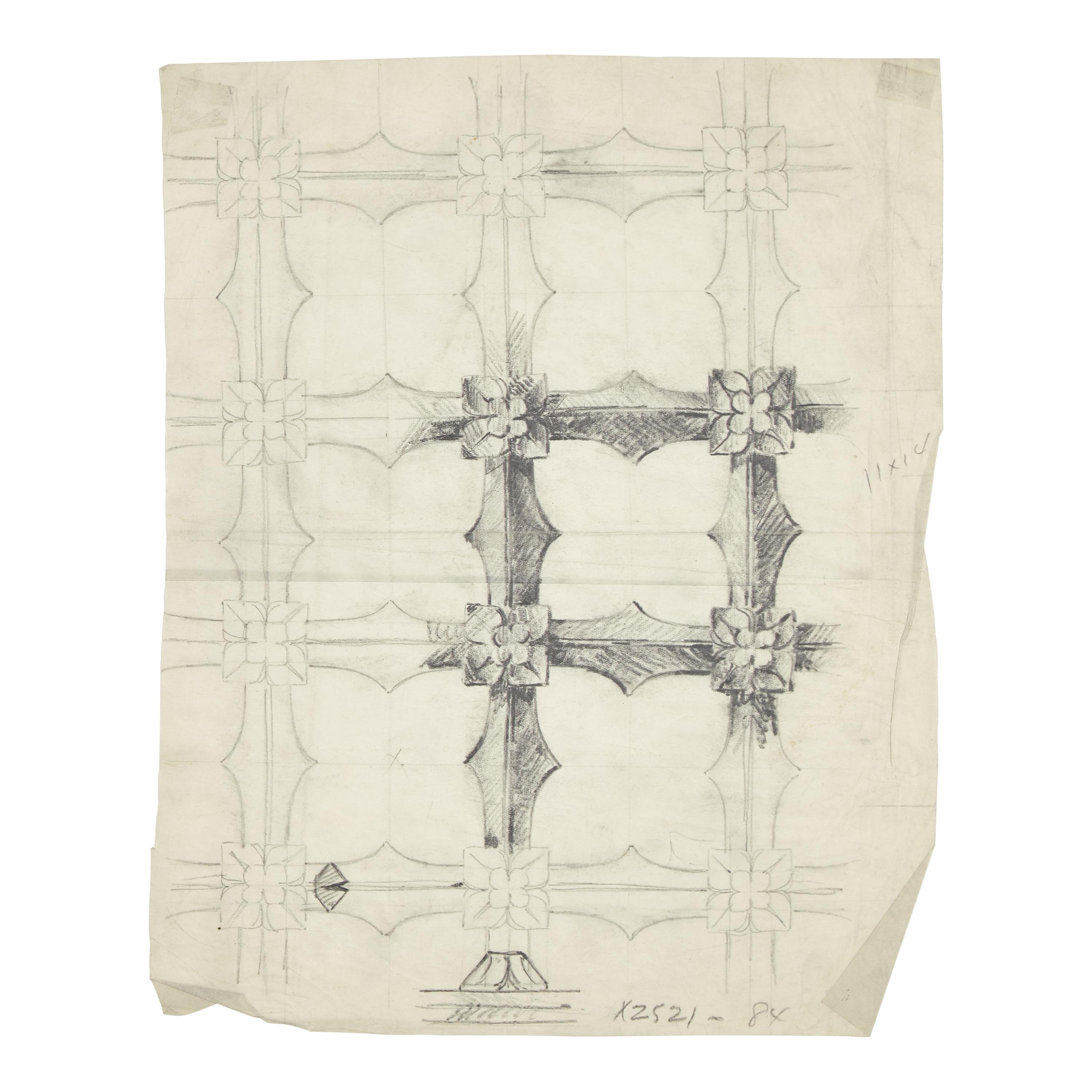 Studio of Samuel Yellin (American, 1884–1940) — Two Sketches of Iron Motifs in Frame, projects X2521-3 and 2521-84