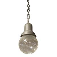 An Industrial Glass and Metal Light Fixture 8" W x 8" W x 16" H — United States, Circa 1940