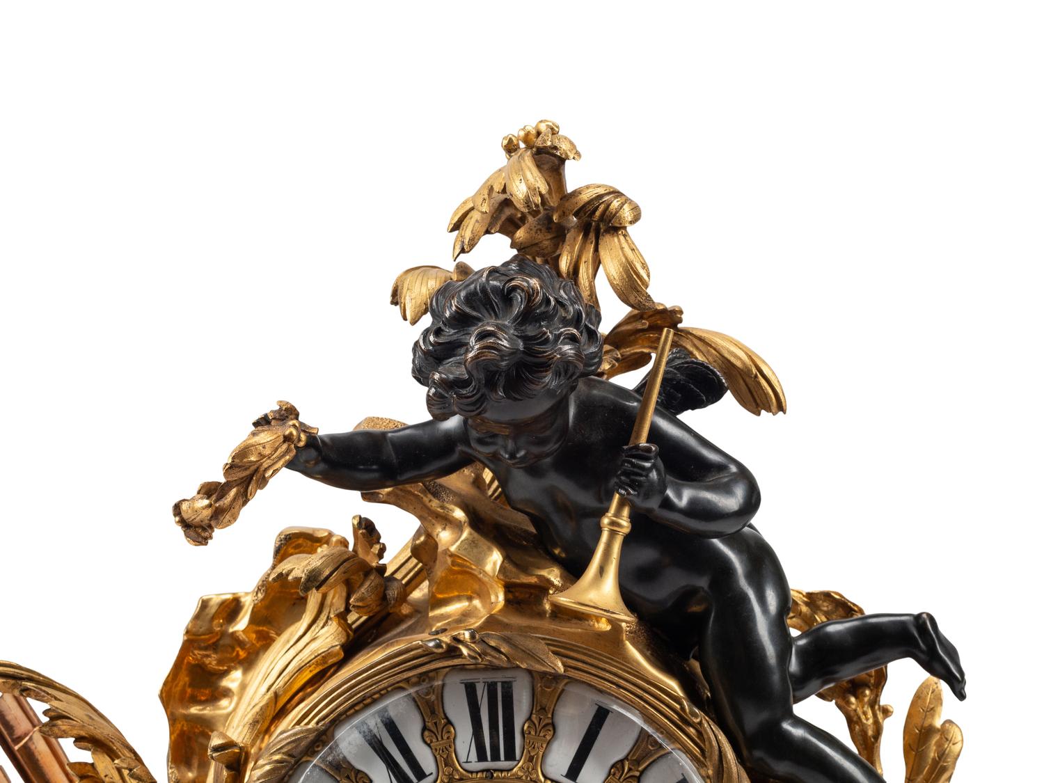 A French Gilt and Patinated Bronze Pendule à la Gloire du Roi