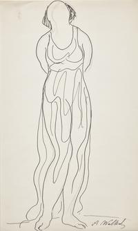 Five Works: Nude with Raised Arms; together with Four Sketches of a Dancer in Black (Isadora Duncan), circa 1904-1909 (5)