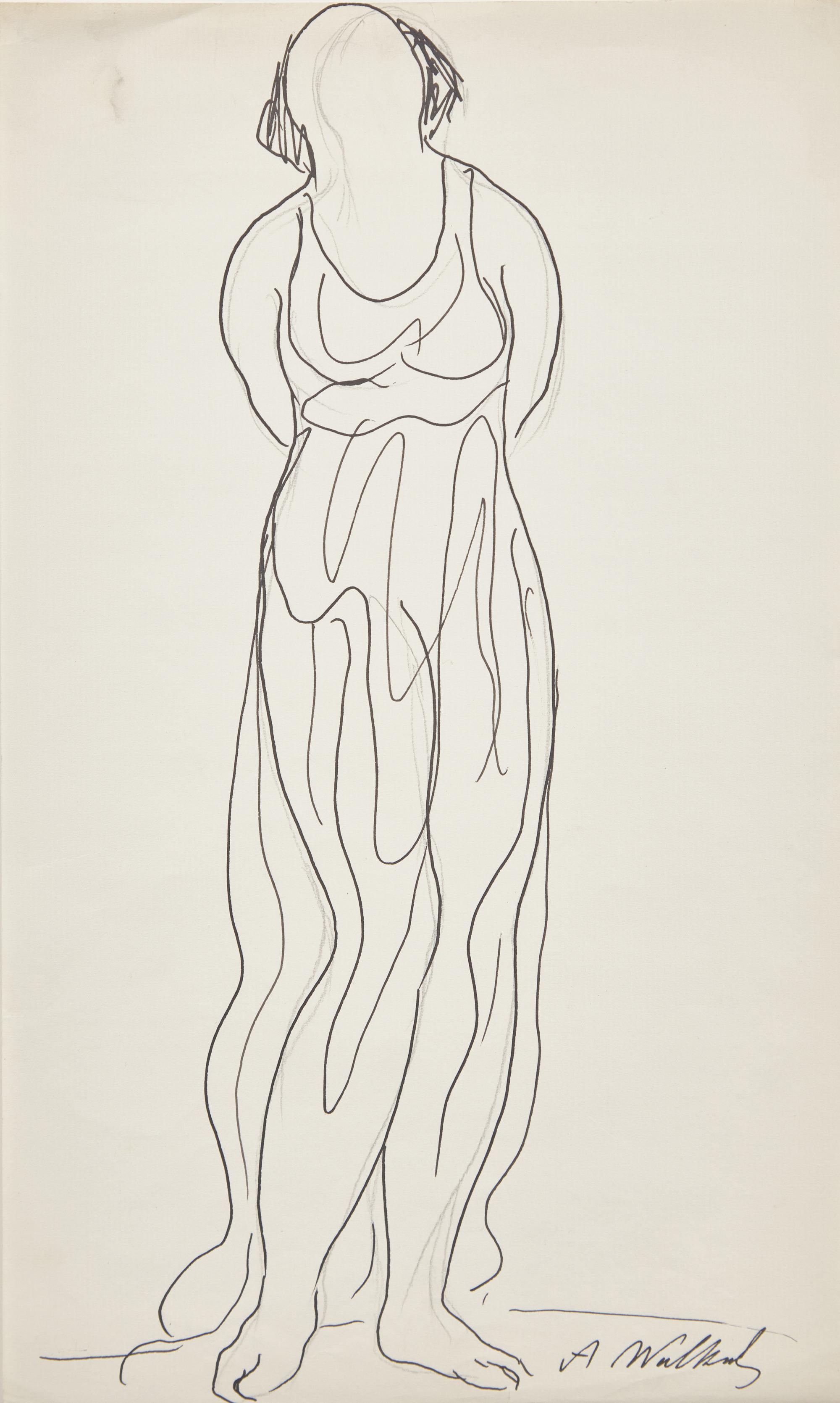 Five Works: Nude with Raised Arms; together with Four Sketches of a Dancer in Black (Isadora Duncan), circa 1904-1909 (5)