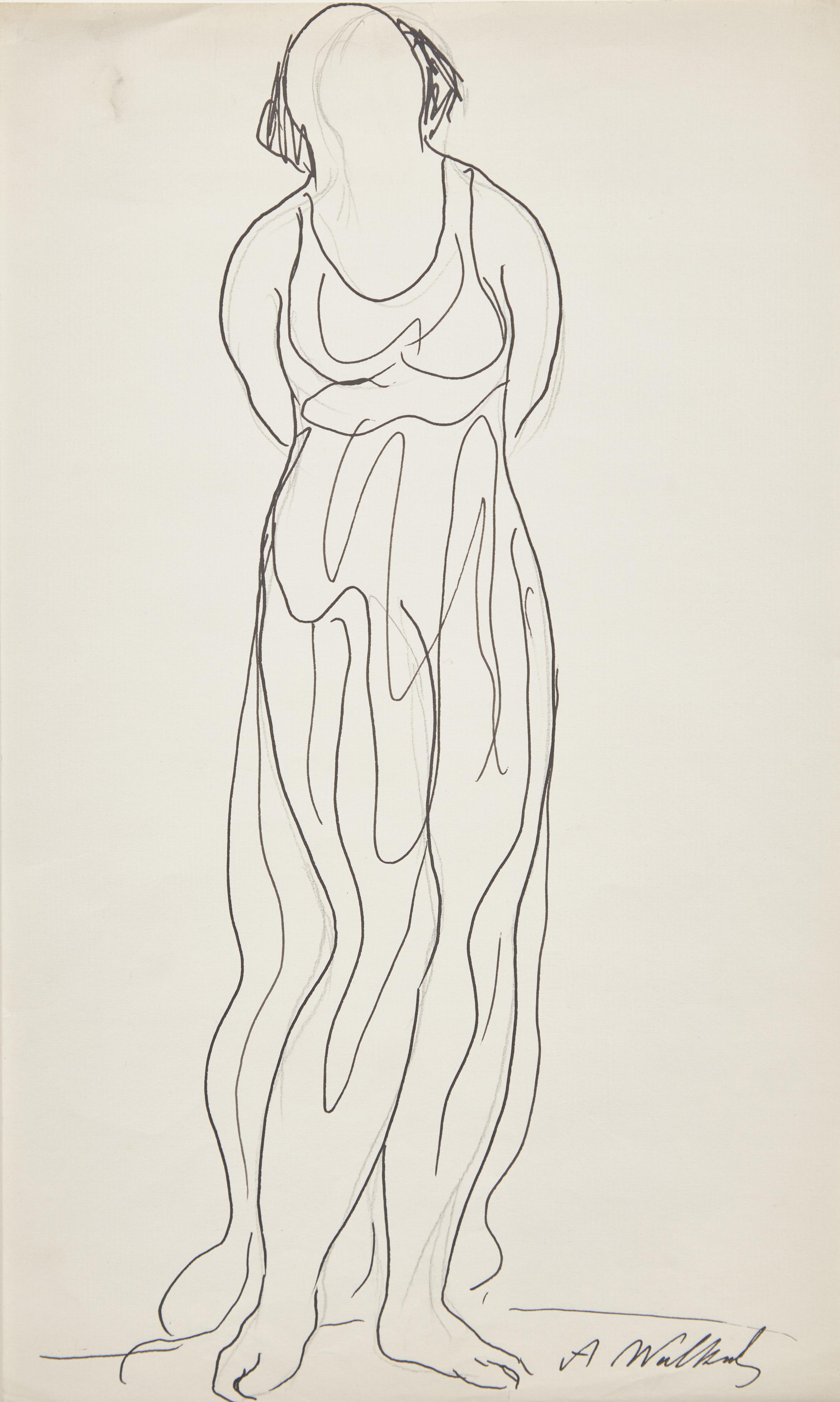 Five Works: Nude with Raised Arms; together with Four Sketches of a Dancer in Black (Isadora Duncan), circa 1904-1909 (5)