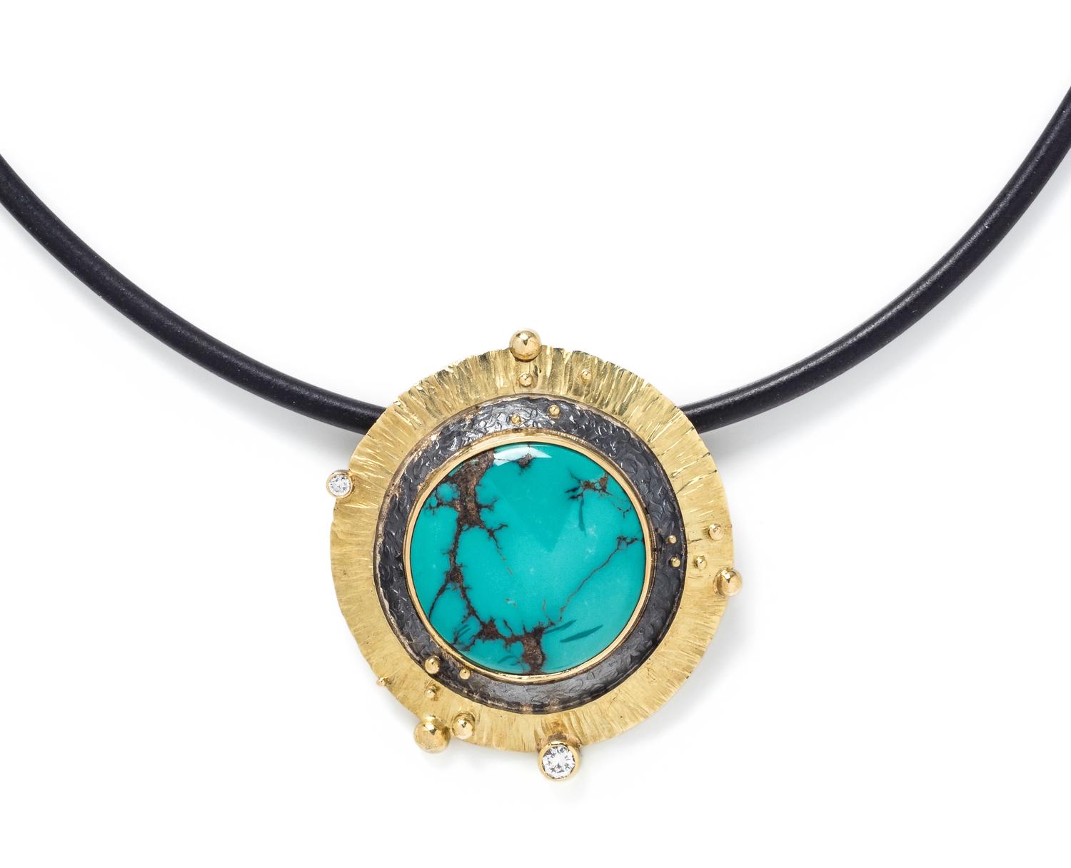 RICHARD KIMBALL, TURQUOISE AND DIAMOND PENDANT