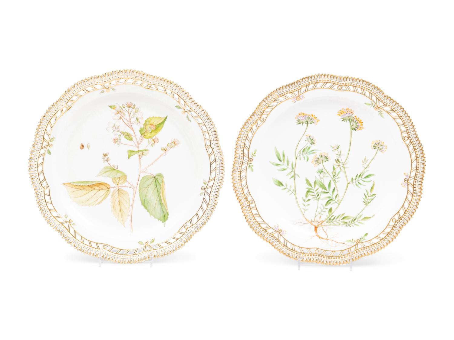 A Pair of Royal Copenhagen Flora Danica Reticulated Porcelain Platters