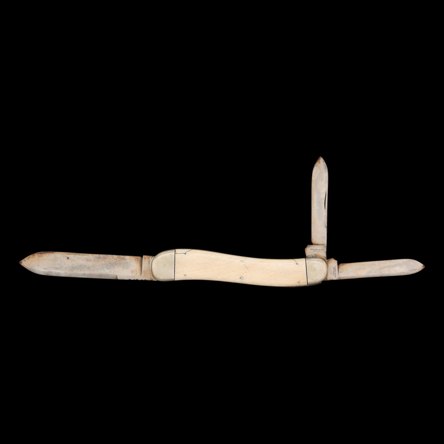 Massive Coquanoc Works Three-Bladed Folding Knife Possibly made for the 1876 Centennial Exposition in Philadelphia