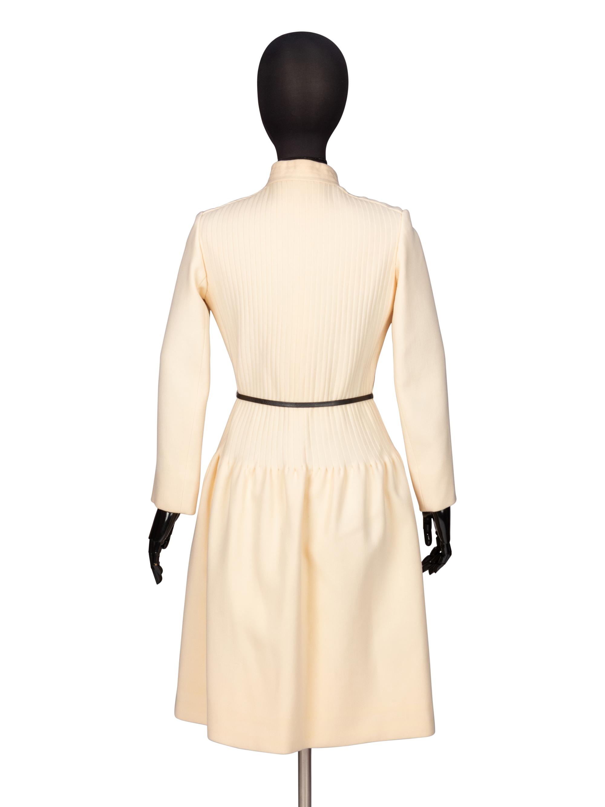 PIERRE CARDIN, CREAM WOOL COAT DRESS