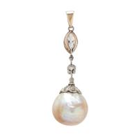 Natural Pearl and Diamond Pendant