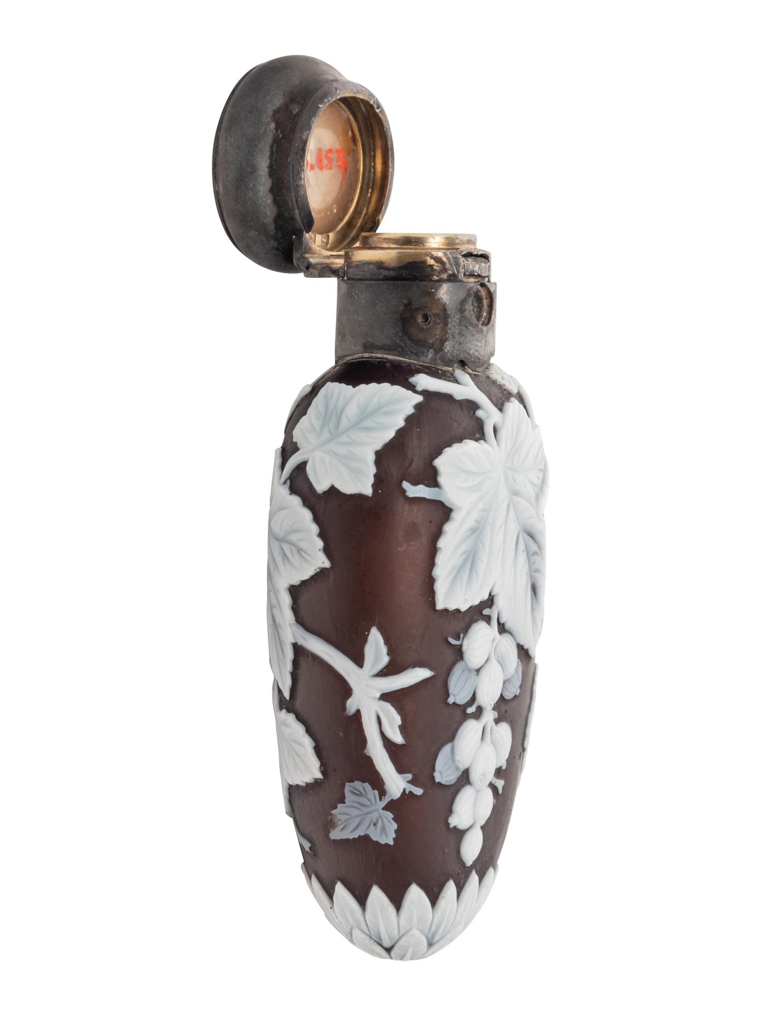 A Thomas Webb and Sons Silver-Mounted Cameo Glass Scent Bottle