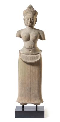 A Khmer Sandstone Figure of Lakshmie Height 48 inches. — ANGKOR PERIOD, 10TH-12TH CENTURY