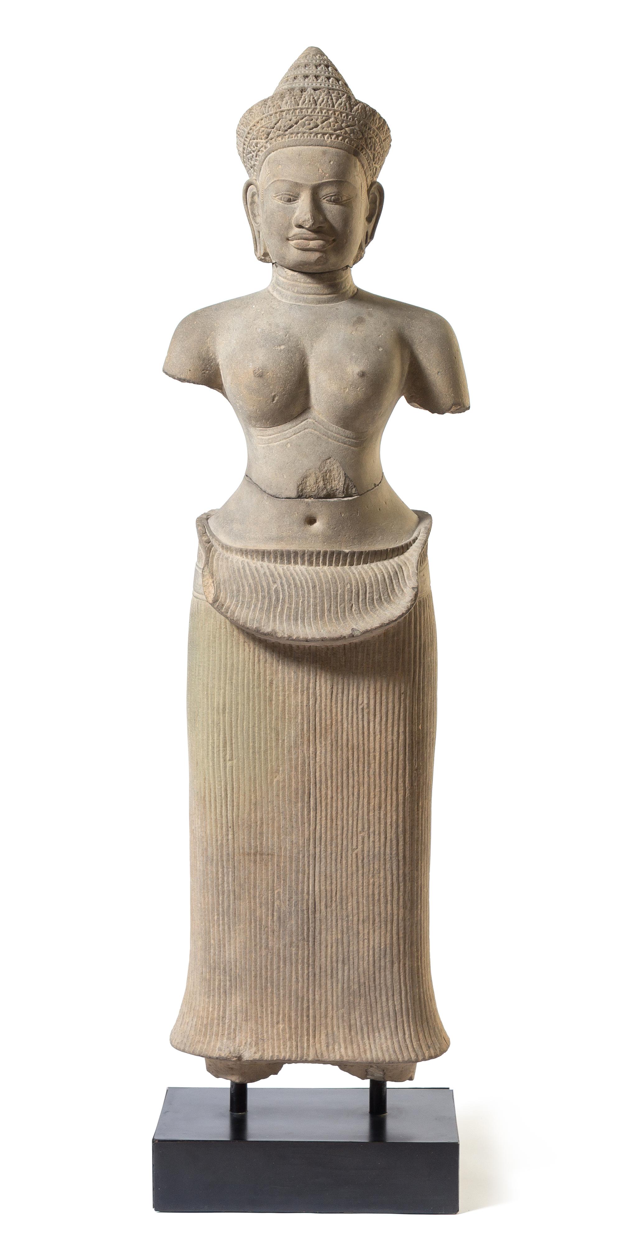 A Khmer Sandstone Figure of Lakshmie Height 48 inches. — ANGKOR PERIOD, 10TH-12TH CENTURY