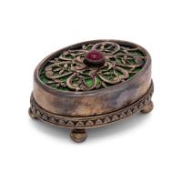 An Enameled Silver and Cabochon Ruby-Inset Bell Push