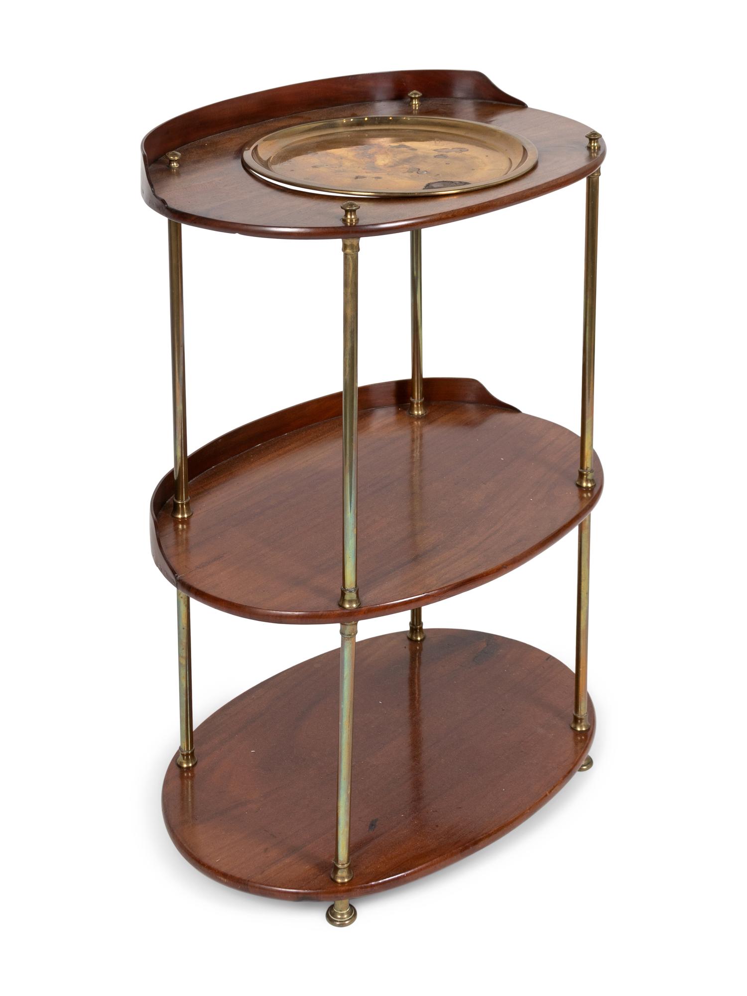 A Regency Style Brass-Mounted Mahogany Three-Tier Stand