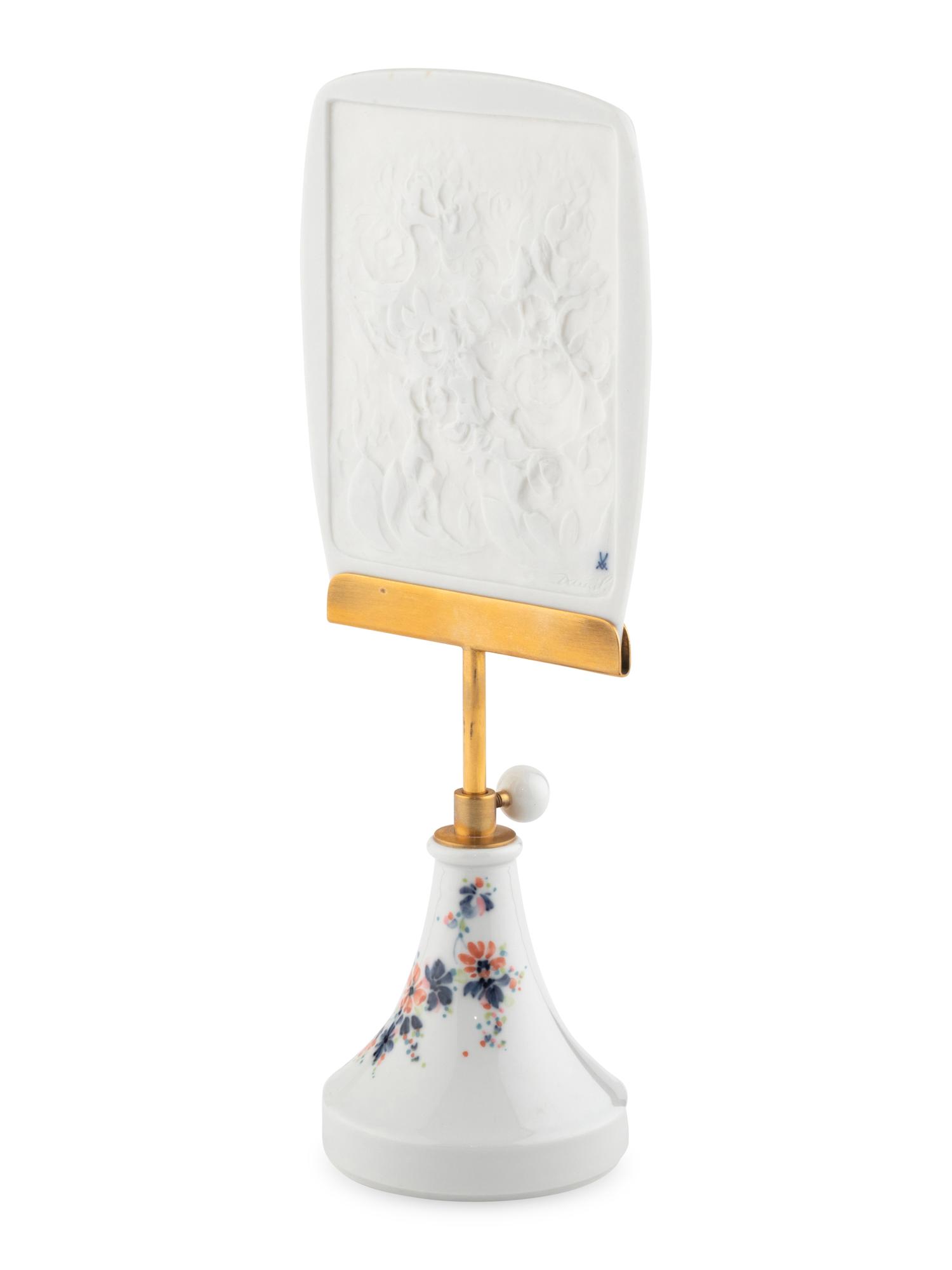 A Meissen Porcelain Table Screen