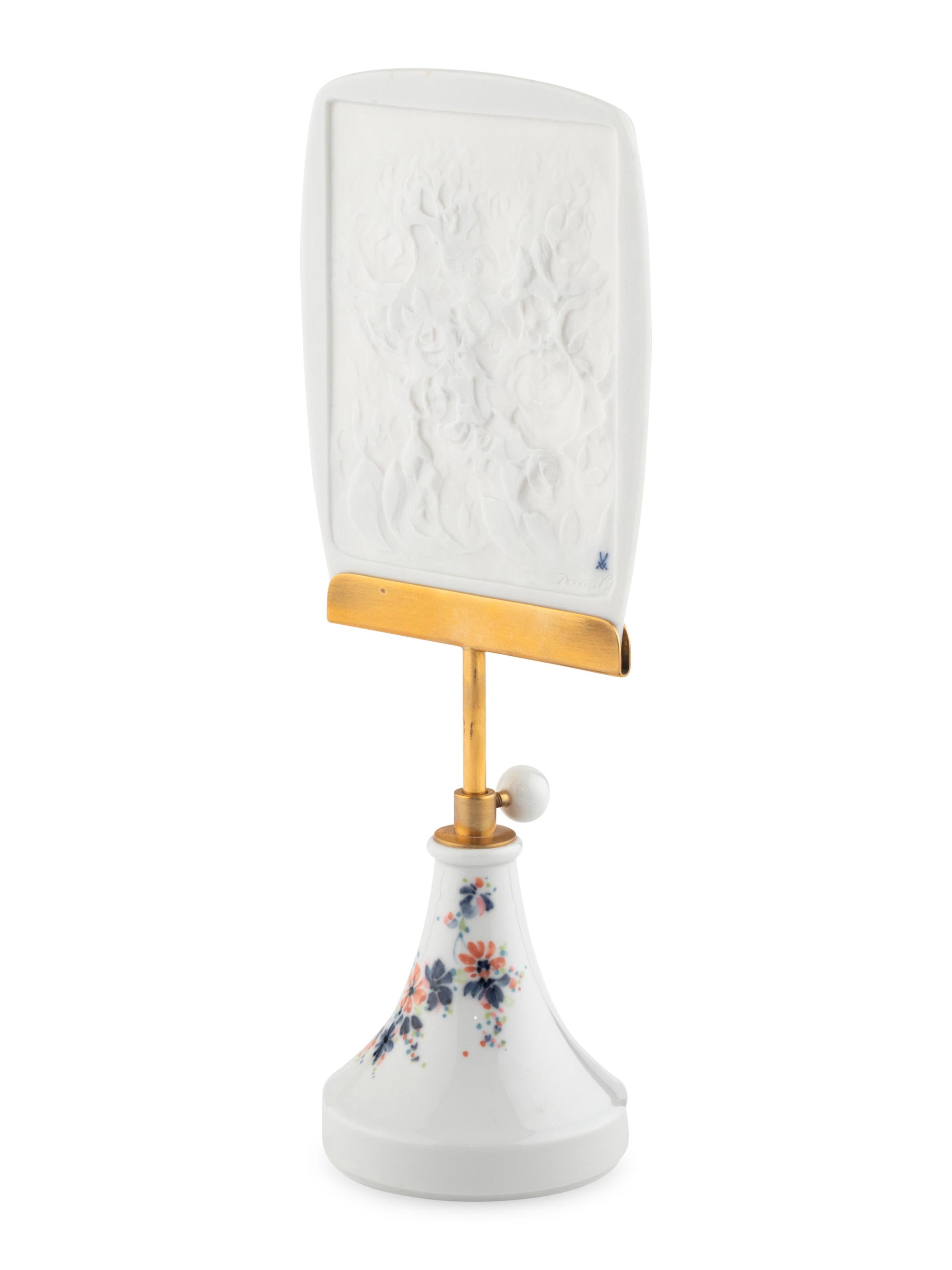 A Meissen Porcelain Table Screen