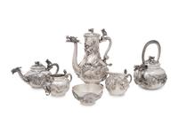 A Japanese Silver Seven-Piece Tea and Coffee Service