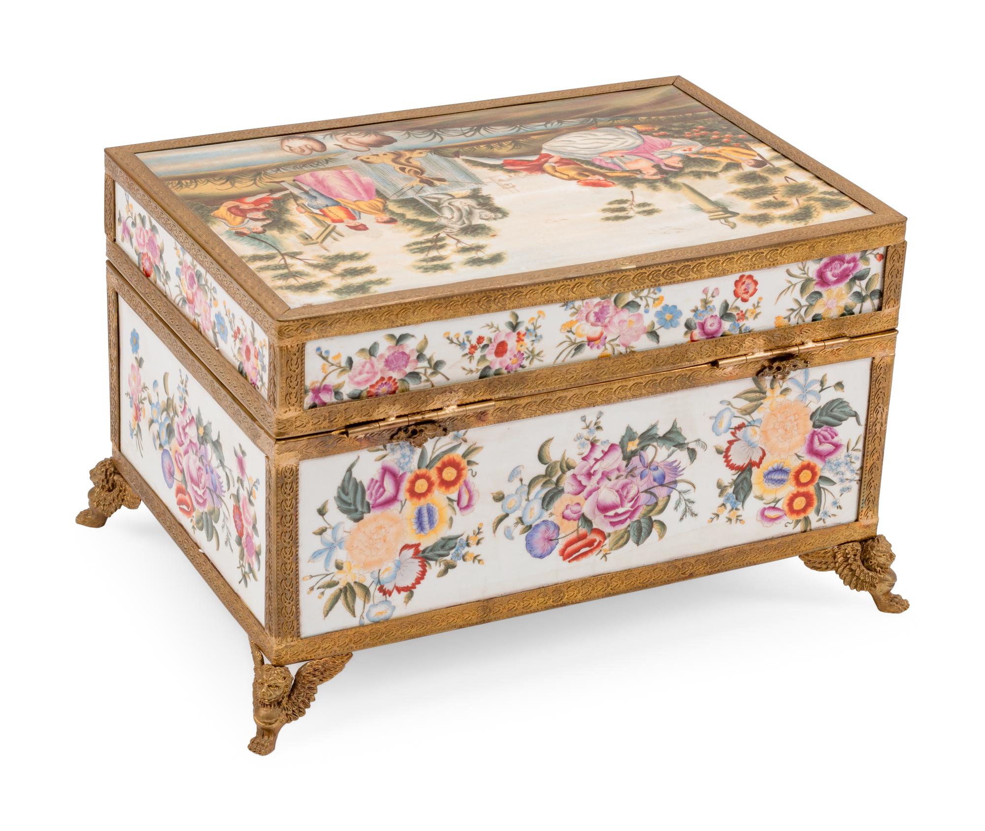 A Sèvres Style Gilt Bronze Mounted Porcelain Box