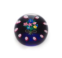 Paul Ysart, (Spanish, 1904-1991), a Seven-Flower Bouquet on Blue Ground paperweight